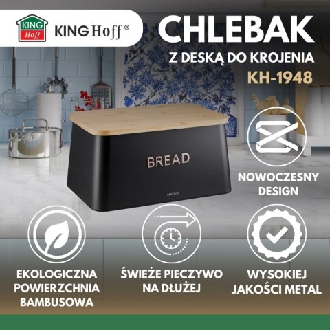 CHLEBAK STALOWY Z DESKĄ DO KROJENIA KINGHOFF KH-1948