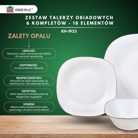 KOMPLET OBIADOWY TOPAZ DLA 6 OSÓB 18 ELEM. KINGHOFF KH-1923