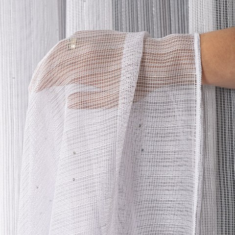 Firanka fantazyja z cekinami i z ołowianką, wysokość 300cm, kolor 001 biały 001290/OLO/001/000300/1