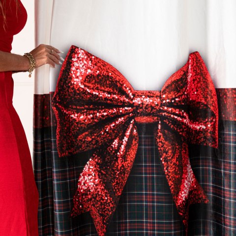 BROKATOWA KOKARDA, KRATA SZKOTI Panele zasłonowe typu VELVET ze wzorem po całości, wysokość 300cm szerokość 140cm, kolor 001 bia