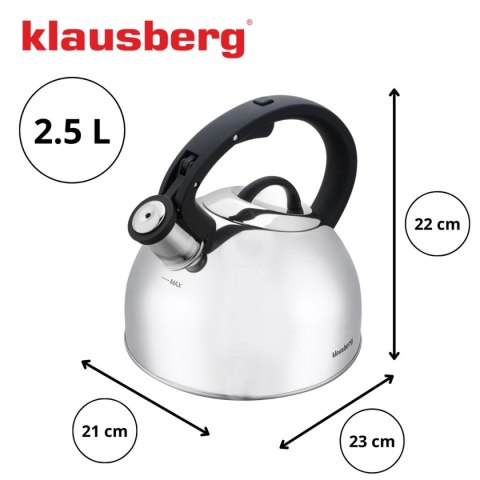 CZAJNIK STALOWY Z GWIZDKIEM 2,5L KLAUSBERG KB-7910