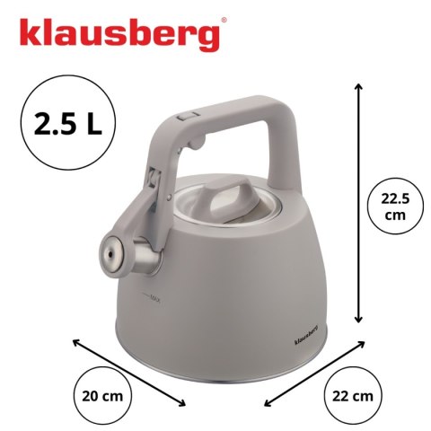 CZAJNIK STALOWY Z GWIZDKIEM 2,5L KLAUSBERG KB-7916