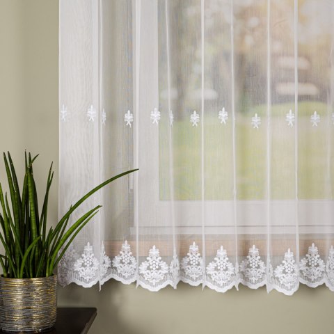 Firanka haftowana pasowa, wysokość 170cm, kolor 001 biały FH0042/768/001/000170/1