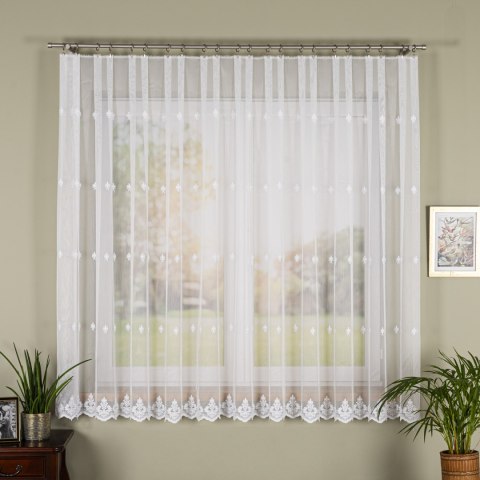 Firanka haftowana pasowa, wysokość 170cm, kolor 001 biały FH0042/768/001/000170/1