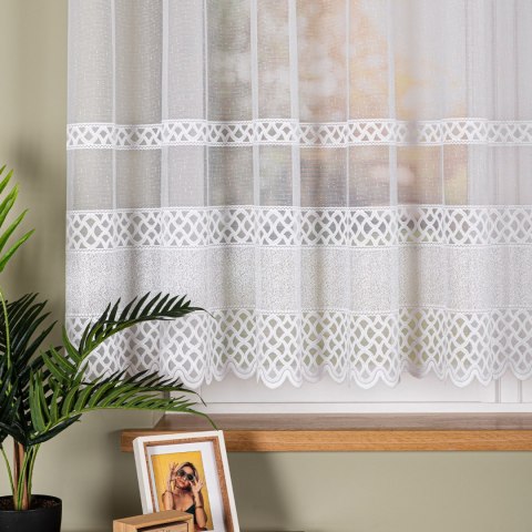 Firanka żakardowa pasowa, wysokość 155cm, kolor 001 biały 107627/000/001/000155/1