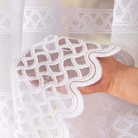 Firanka żakardowa pasowa, wysokość 175cm, kolor 001 biały 107627/000/001/000175/1