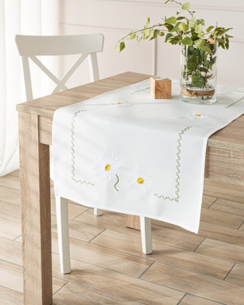 SUMMER Bieżnik z haftem, szerokość 38cm x wysokość 160cm, kolor 001 biały 192037/KSP/L01/038160/1