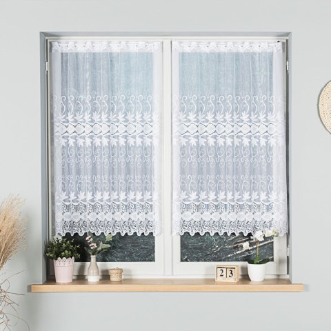 Zazdrostka żakardowa ze wzorem pasowym, wysokość 110cm, kolor 001 biały 018960/000/001/000110/1