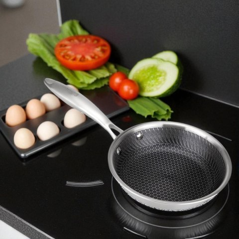 PATELNIA STALOWA 18cm Z POWŁOKĄ PLASTER MIODU E-7544