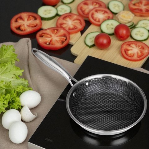 PATELNIA STALOWA 20cm Z POWŁOKĄ PLASTER MIODU E-7545