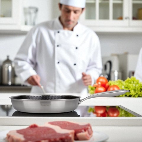 PATELNIA STALOWA 24cm Z POWŁOKĄ PLASTER MIODU E-7547