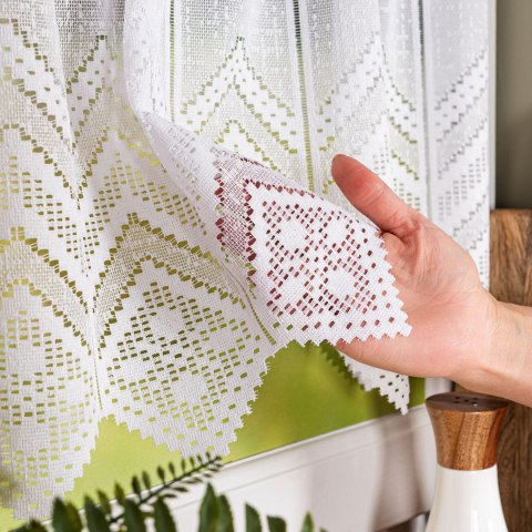 Zazdrostka żakardowa z samym dołem, wysokość 90cm, kolor 001 biały 362870/000/001/000090/1