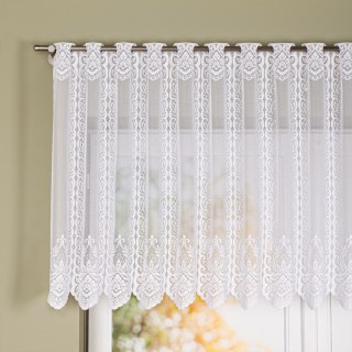 Zazdrostka żakardowa ze wzorem po całości, wysokość 80cm, kolor 001 biały 362770/000/001/000080/1