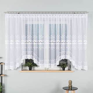 BASTIA Firanka żakardowa gotowa, szerokość 600 x wysokość 160cm, kolor 001 biały 648107/FBL/001/600160/1