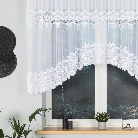 DARIA Firanka żakardowa odpasowana, szerokość 300 x wysokość 120cm, kolor 001 biały 018982/FOL/001/000121/1