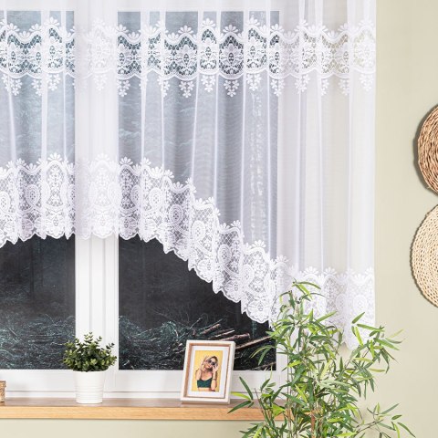 DARIA Firanka żakardowa odpasowana, szerokość 400 x wysokość 140cm, kolor 001 biały 018982/FOL/001/000142/1
