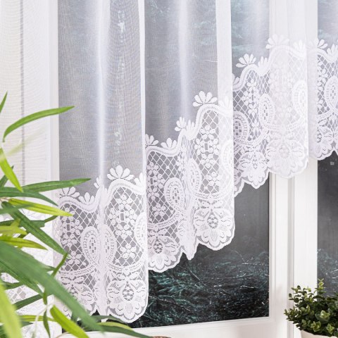 DARIA Firanka żakardowa odpasowana, szerokość 400 x wysokość 140cm, kolor 001 biały 018982/FOL/001/000142/1