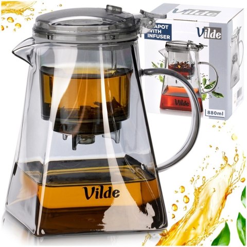 DZBANEK SZKLANY 880ml Z ZAPARZACZEM SPUSTOWYM DO HERBATY ZIÓŁ 259424
