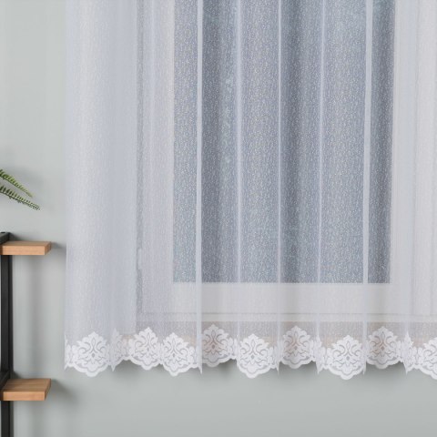 Firanka żakardowa ze wzorem na samym dole, wysokość 160cm, kolor 001 biały 023405/000/001/000160/1