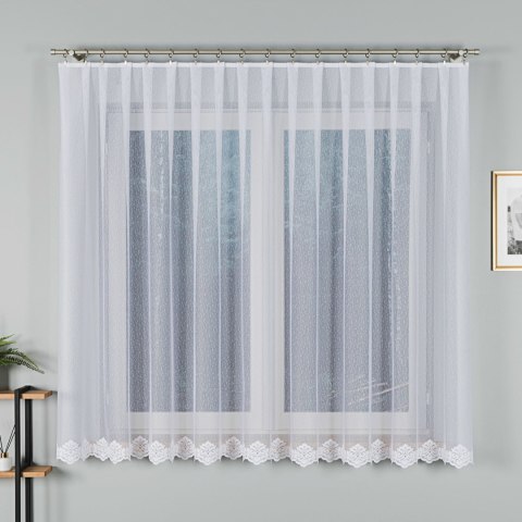 Firanka żakardowa ze wzorem na samym dole, wysokość 160cm, kolor 001 biały 023405/000/001/000160/1