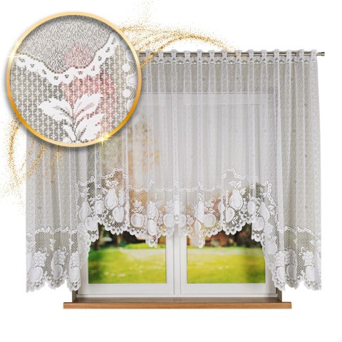 PELAGIA Firanka żakardowa gotowa, szerokość 400 x wysokość 160cm, kolor 001 biały 361250/FBL/001/400160/1