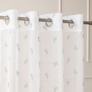 RIBBON Firana gotowa na woalu w diamentowe kokardki, na srebrnych przelotkach, z ołowianką, szerokość 140 x wysokość 250cm, kolo