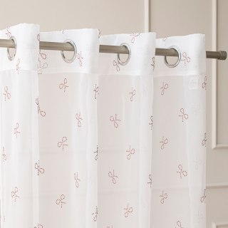 RIBBON Firana gotowa na woalu w diamentowe kokardki, na srebrnych przelotkach, z ołowianką, szerokość 140 x wysokość 250cm, kolo