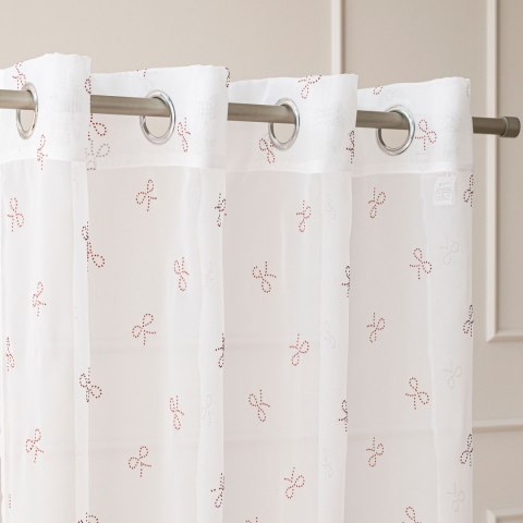 RIBBON Firana gotowa na woalu w diamentowe kokardki, na srebrnych przelotkach, z ołowianką, szerokość 140 x wysokość 250cm, kolo