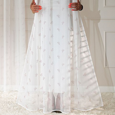 RIBBON Firana gotowa na woalu w diamentowe kokardki, na srebrnych przelotkach, z ołowianką, szerokość 140 x wysokość 250cm, kolo