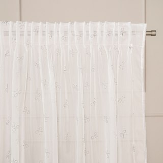 RIBBON Firana gotowa na woalu w diamentowe kokardki, na taśmie z ołowianką, szerokość 140 x wysokość 250cm, kolor 001 biały ze s