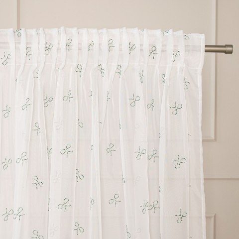 RIBBON Firana gotowa na woalu w diamentowe kokardki, na taśmie, z ołowianką, szerokość 140 x wysokość 250cm, kolor 003 biały z z