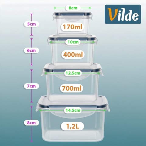 ZESTAW 4 POJEMNIKÓW NA ŻYWNOŚĆ Z POKRYWAMI I USZCZELKAMI 229243