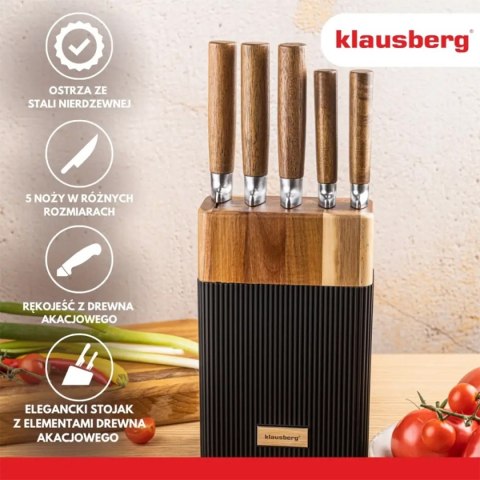 ZESTAW NOŻY W BLOKU AKACJOWYM KLAUSBERG KB-7981
