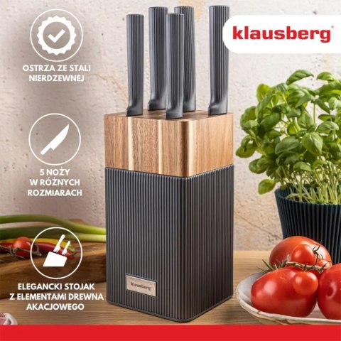 ZESTAW NOŻY W BLOKU AKACJOWYM KLAUSBERG KB-7982