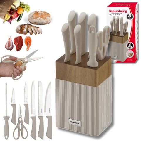 ZESTAW NOŻY W BLOKU AKACJOWYM KLAUSBERG KB-7984
