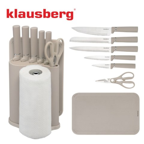 ZESTAW NOŻY W STOJAKU Z DESKĄ I CHWYTEM NA RĘCZNIK KLAUSBERG KB-7979