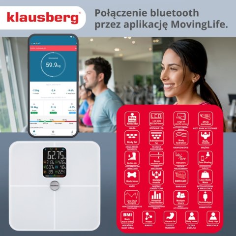 ANALITYCZNA WAGA ŁAZIENKOWA SMART IOS ANDROID KLAUSBERG KB-7941