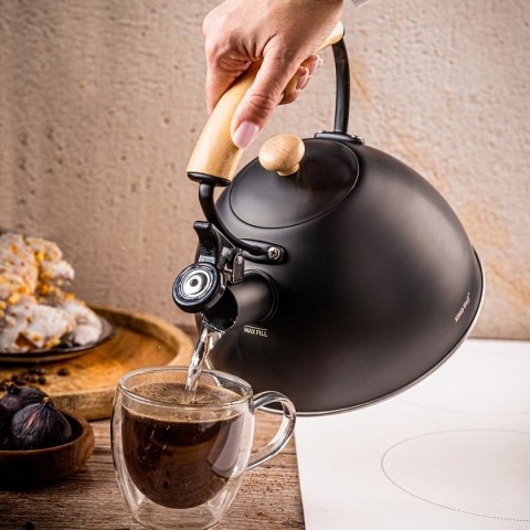 CZAJNIK 2,5L Z GWIZDKIEM KINGHOFF KH-1999 CZARNY MAT