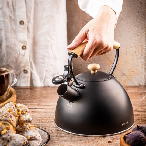 CZAJNIK 2,5L Z GWIZDKIEM KINGHOFF KH-1999 CZARNY MAT