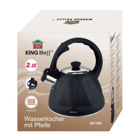 CZAJNIK 2L Z GWIZDKIEM KINGHOFF KH-1997 CZARNY MAT