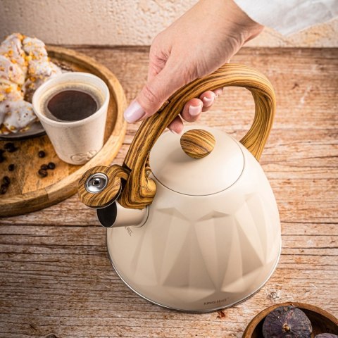 CZAJNIK 2L Z GWIZDKIEM KINGHOFF KH-1998 BEŻOWY MAT