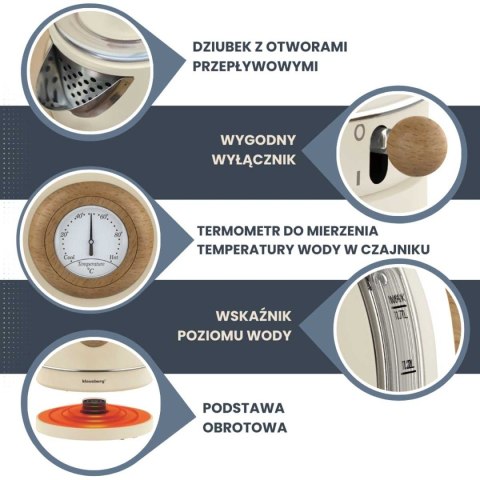 CZAJNIK ELEKTRYCZNY 1,7L Z TERMOMETREM KLAUSBERG KB-9006 RETRO
