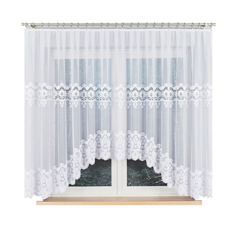 DARIA Firanka żakardowa odpasowana, szerokość 500 x wysokość 160cm, kolor 001 biały 018982/FOL/001/000163/1