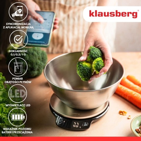 ELEKTRONICZNA WAGA KUCHENNA 5kg/1.8l KLAUSBERG KB-7939 Bluetooth