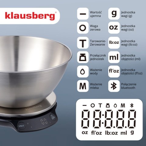 ELEKTRONICZNA WAGA KUCHENNA 5kg/1.8l KLAUSBERG KB-7939 Bluetooth