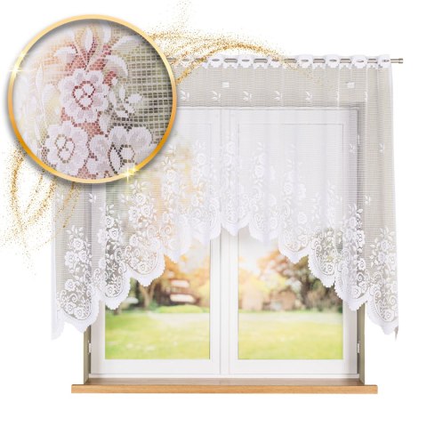 SARA Firanka żakardowa gotowa, szerokość 300 x wysokość 140cm, kolor 001 biały 044330/FBL/001/300140/1