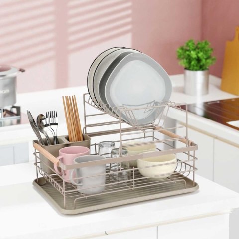 SUSZARKA DO NACZYŃ Z OCIEKACZEM I TACĄ E-8190 BEŻOWA