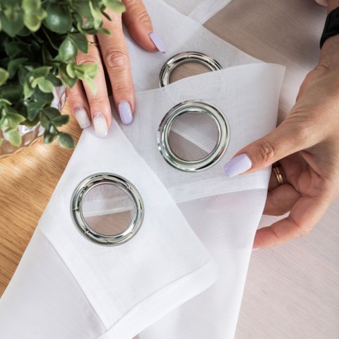 WOLINA Firana gotowa woalowa na przelotkach, szerokość 200cm x wysokość 250cm, kolor biały 001 002301/FGP/001/200250/1