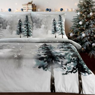 ŚWIĄTECZNY KOMPLET POŚCIELI FOREST 160 X 200 CM JASNOSZARY