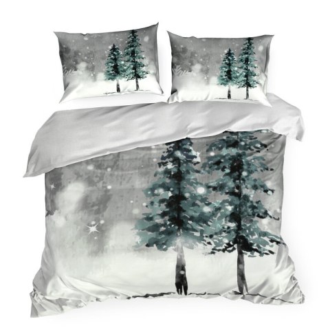 ŚWIĄTECZNY KOMPLET POŚCIELI FOREST 160 X 200 CM JASNOSZARY